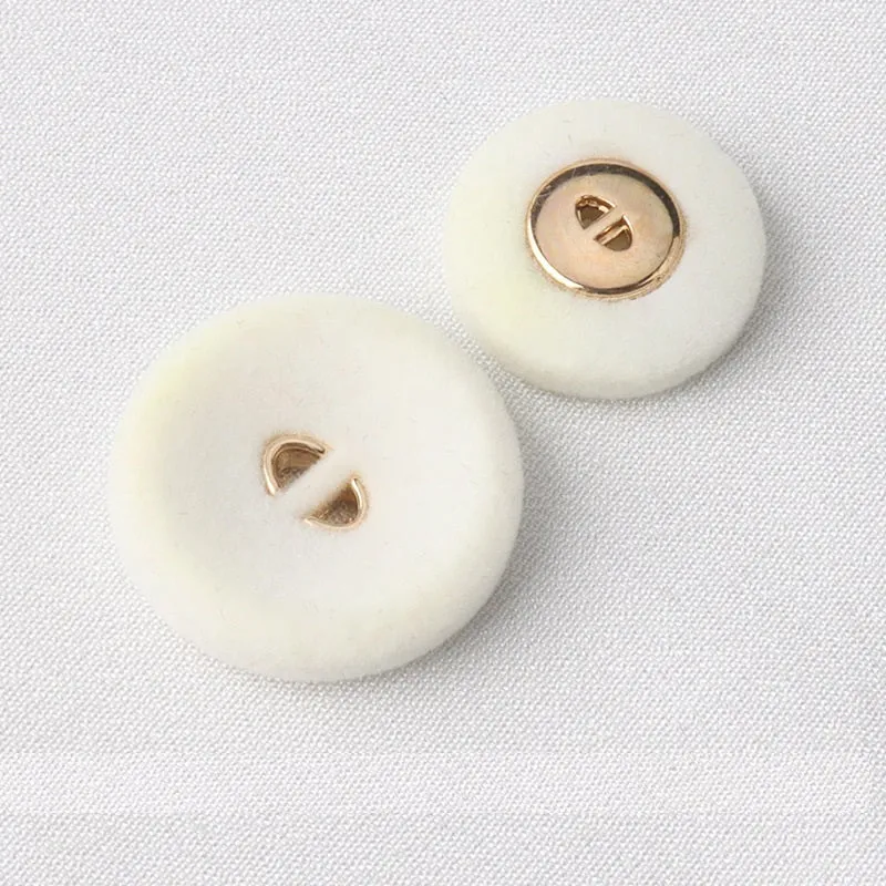 15-25mm White Black Flocked Round Two-Hole Buttons for Coats 20 Pack