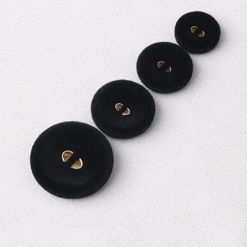 15-25mm White Black Flocked Round Two-Hole Buttons for Coats 20 Pack