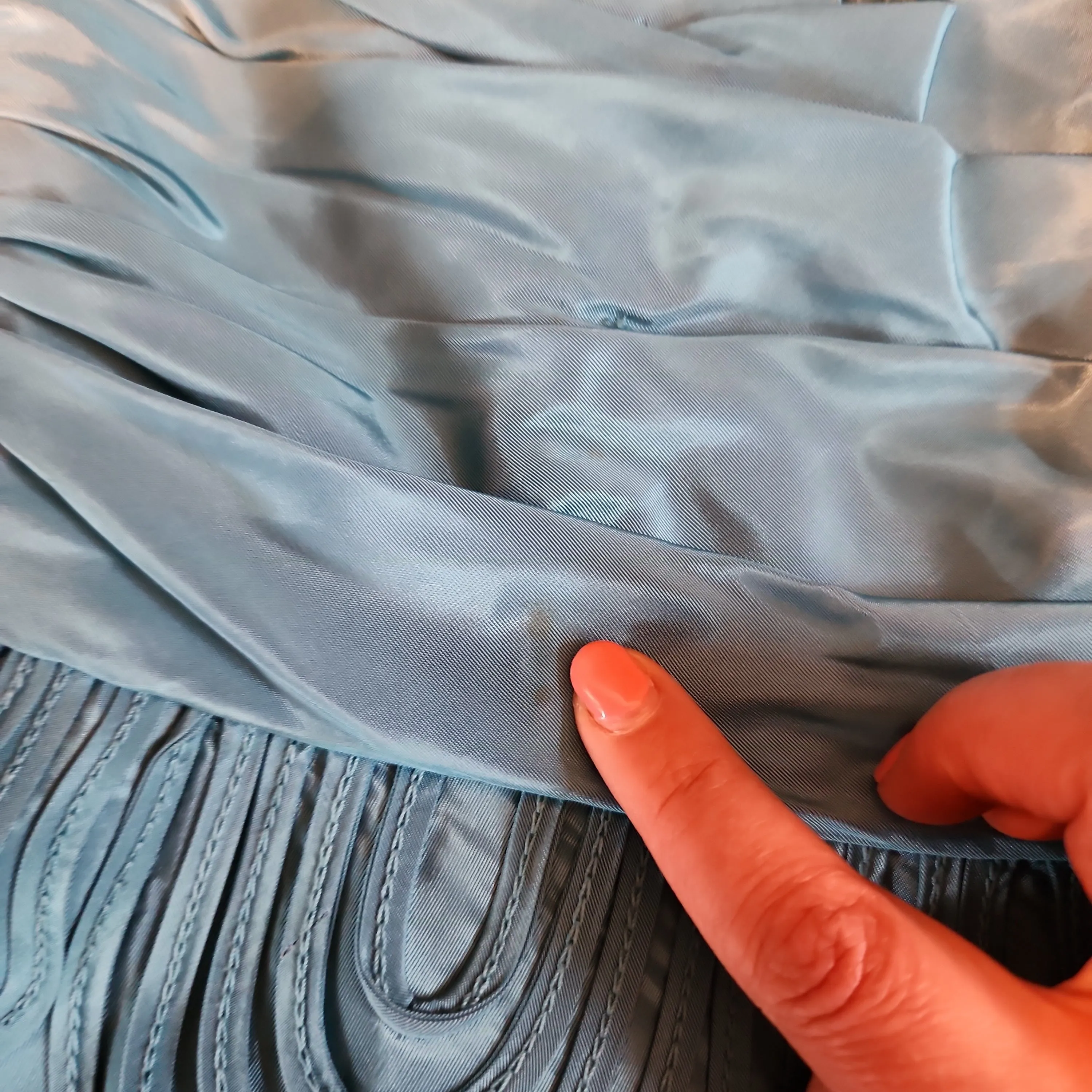 50s Aqua Blue Silk Ribbon Party Dress by Smart Miss / S