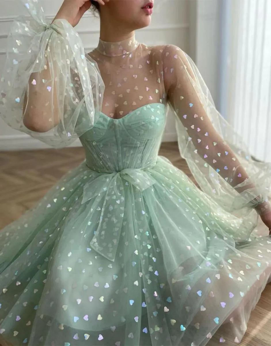 A-line Corset Homecoming Dresses with Sleeves