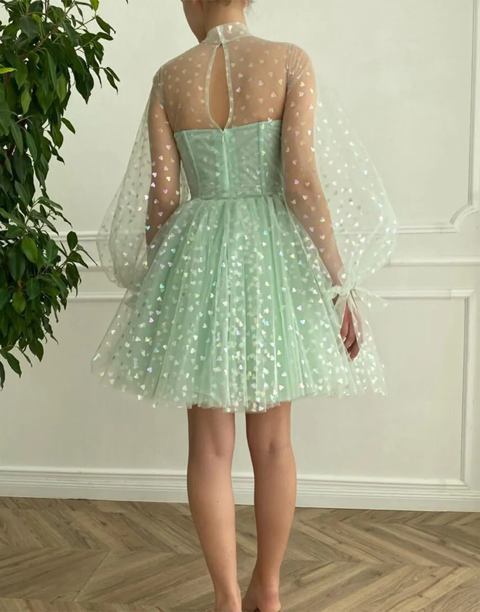 A-line Corset Homecoming Dresses with Sleeves