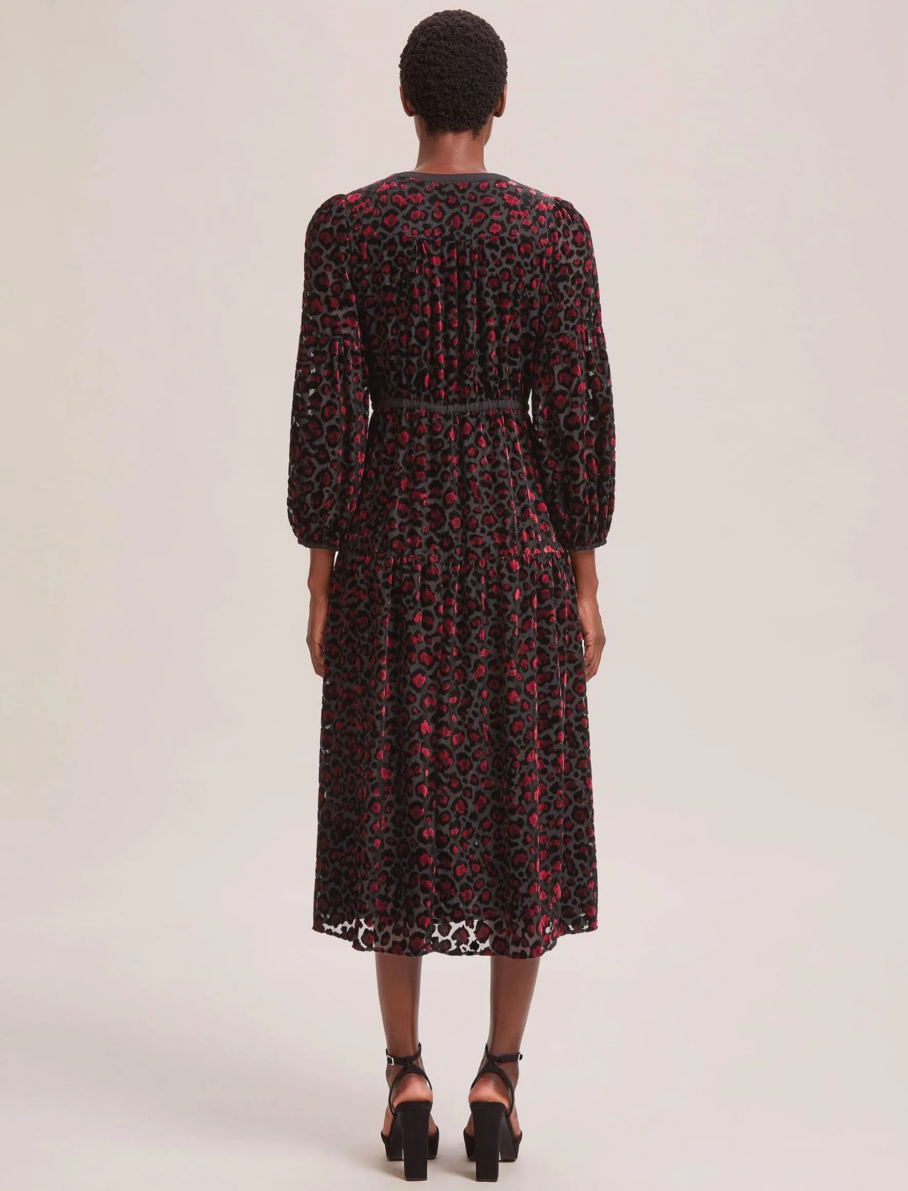 Addison Devoré Maxi Dress - Red Leopard Devoré