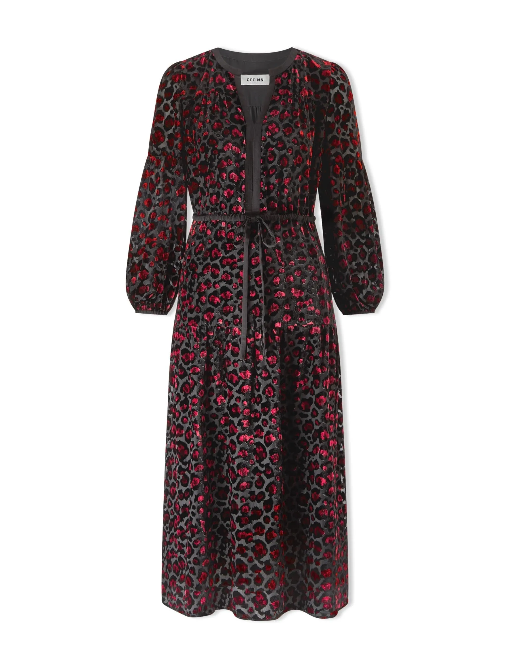 Addison Devoré Maxi Dress - Red Leopard Devoré