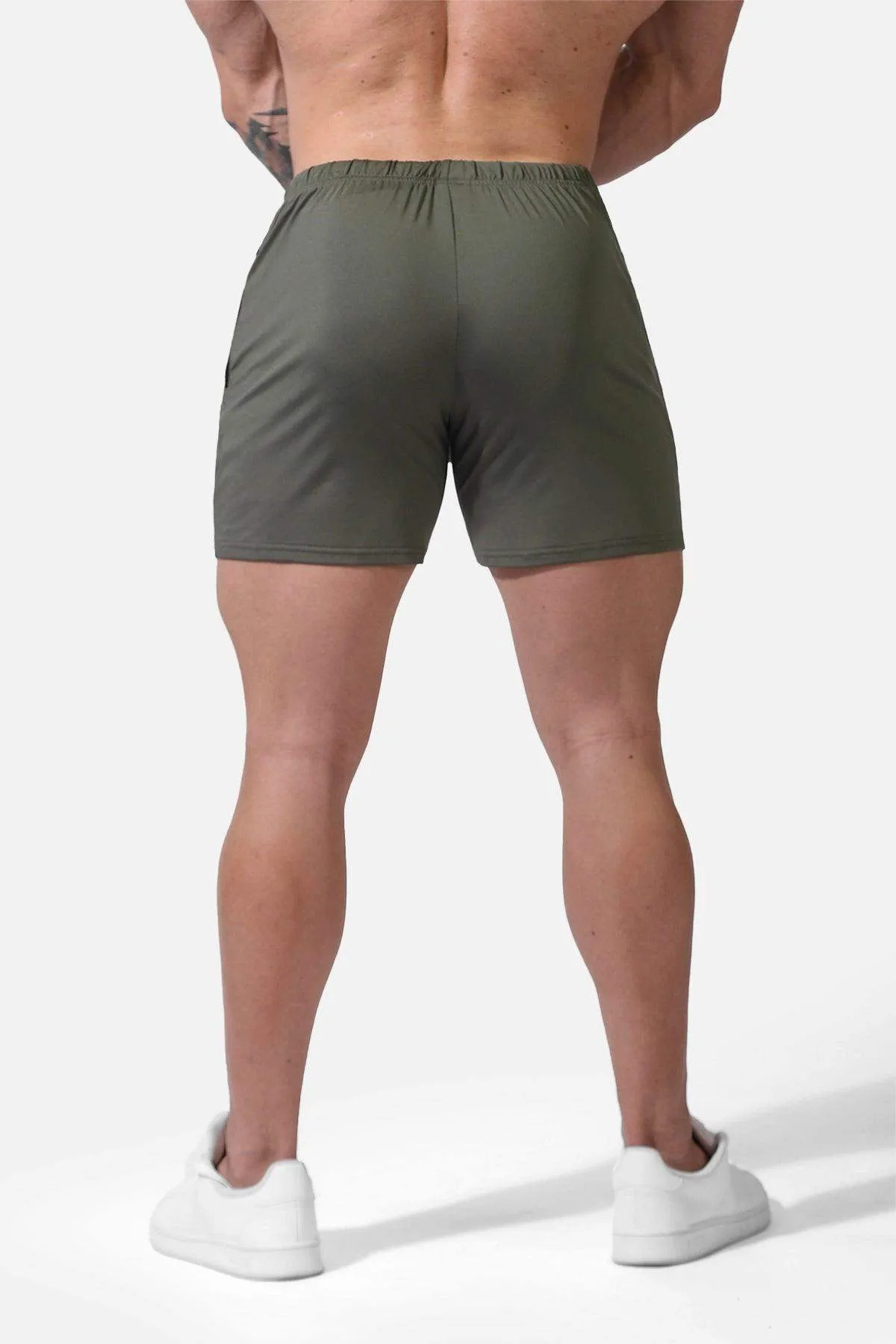 Agile Bodybuilding 4'' Shorts w Zipper Pockets - Olive
