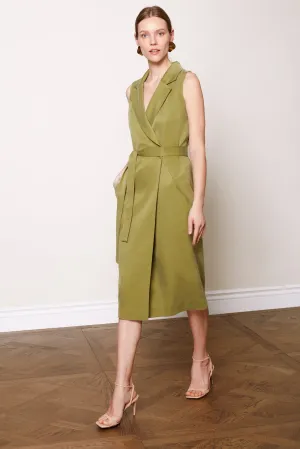 ALBA olive green midi vest dress