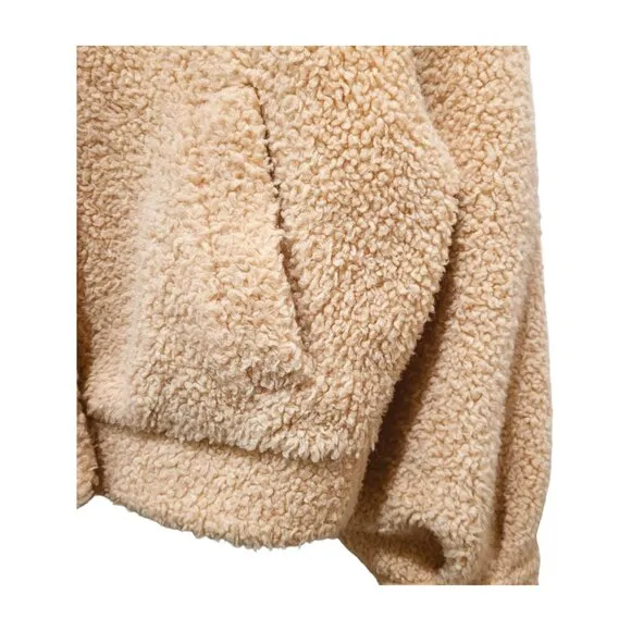 &amp; OTHER STORIES Faux Shearling Teddy Jacket Sz 8 Beige Neutral Tan