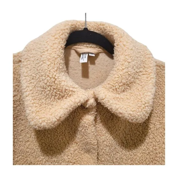 &amp; OTHER STORIES Faux Shearling Teddy Jacket Sz 8 Beige Neutral Tan