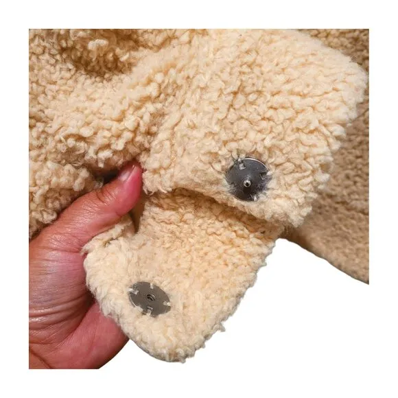 &amp; OTHER STORIES Faux Shearling Teddy Jacket Sz 8 Beige Neutral Tan