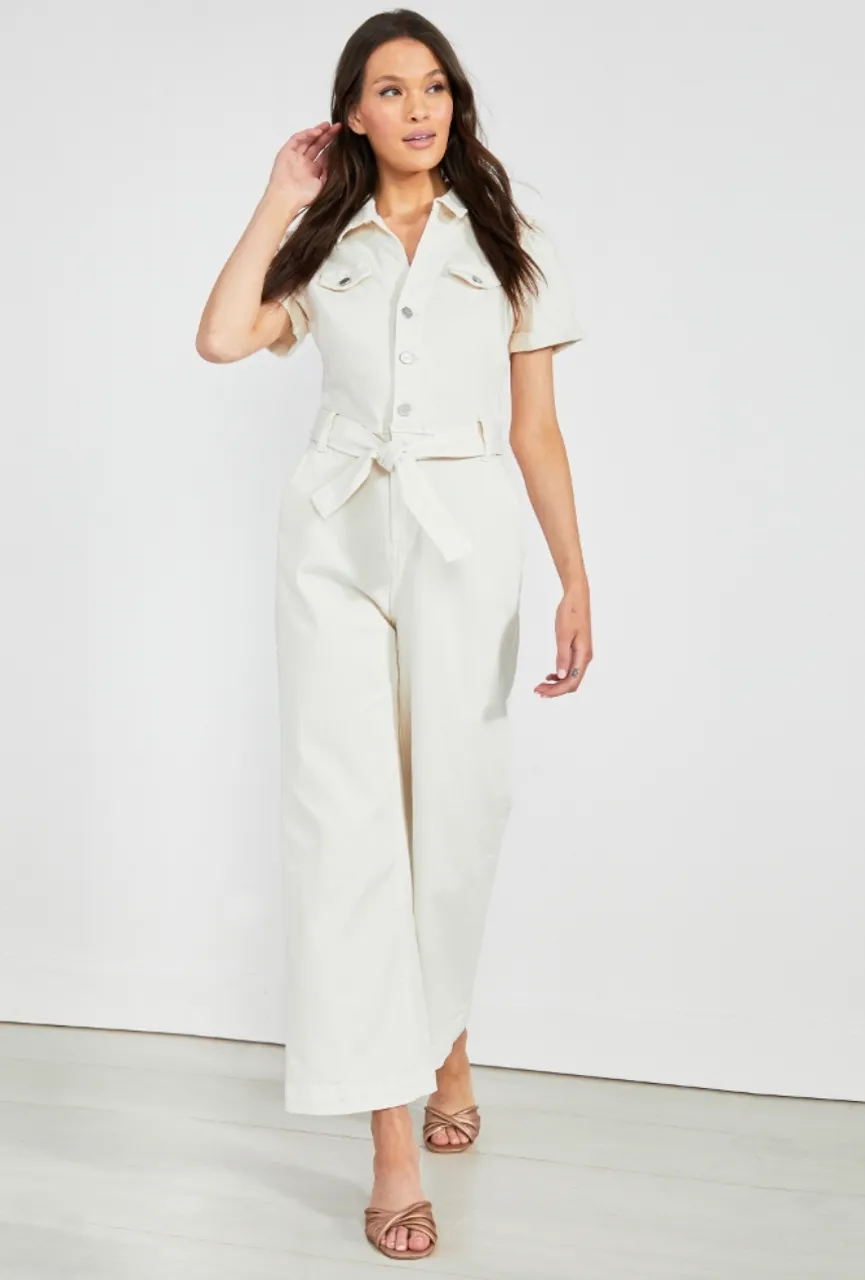 Anessa Puff Sleeve Jumpsuit-Quartz Sand