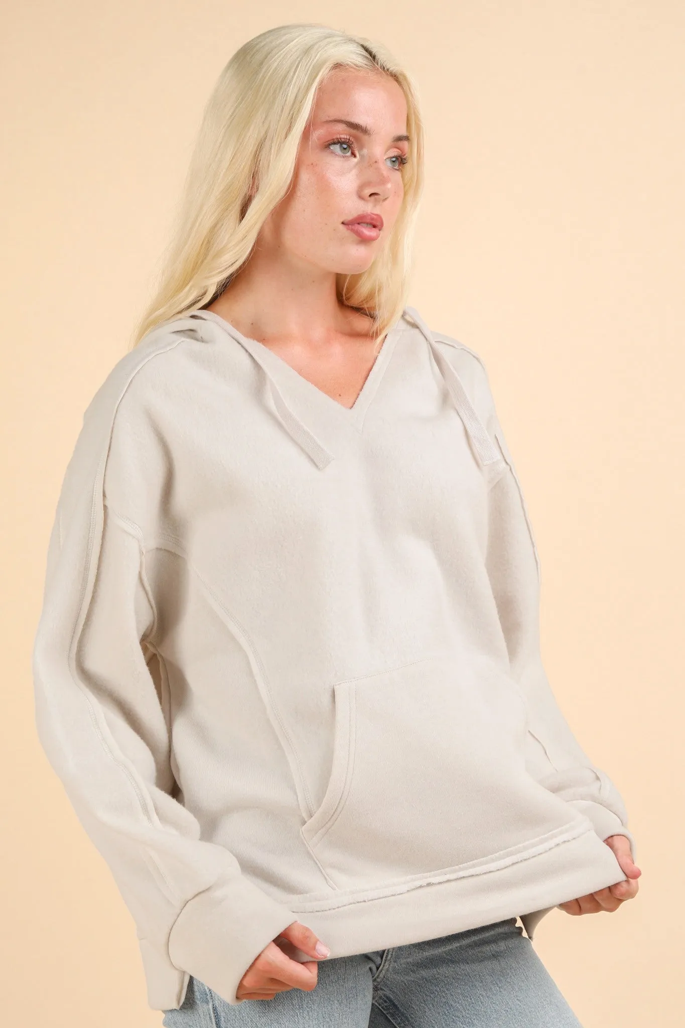 Annika- Mineral Washed Oversized Casual Hoodie Knit Top
