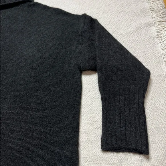 Anthropologie Daily Practice Black Knit Turtleneck Sweater Tunic XS Oversized