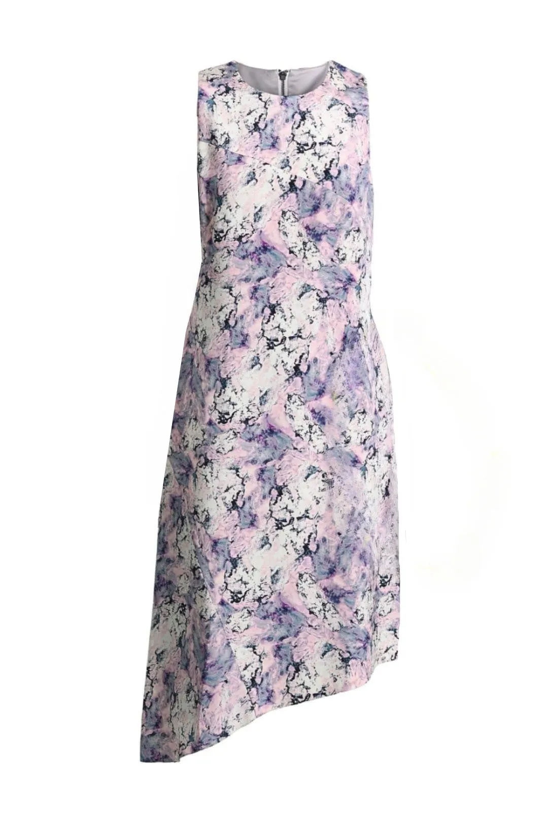 Asymmetric Sleeveless Silk Dress in Multi