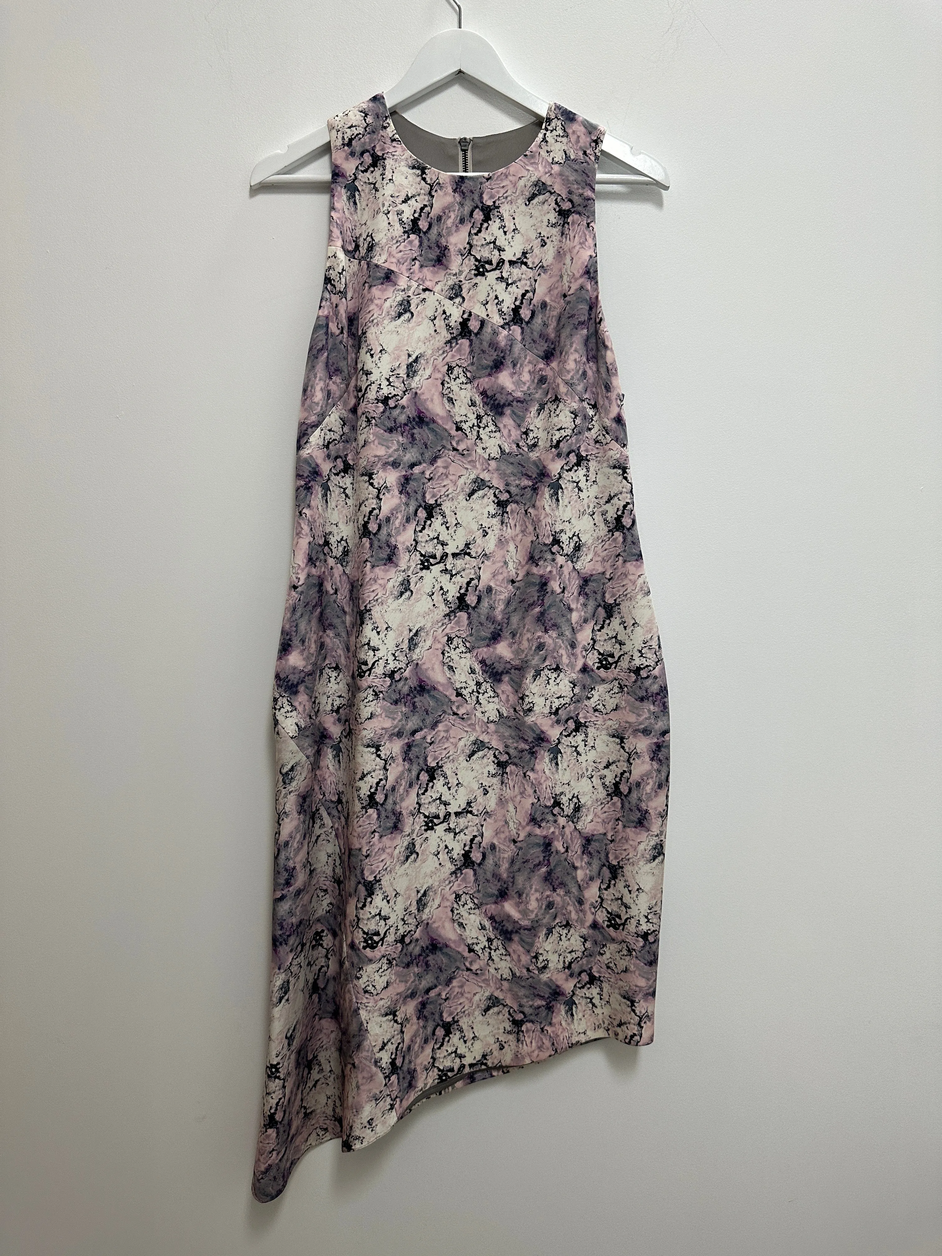 Asymmetric Sleeveless Silk Dress in Multi