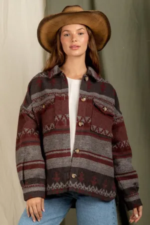 Aztec arrow jacket GRAY BURGUNDY