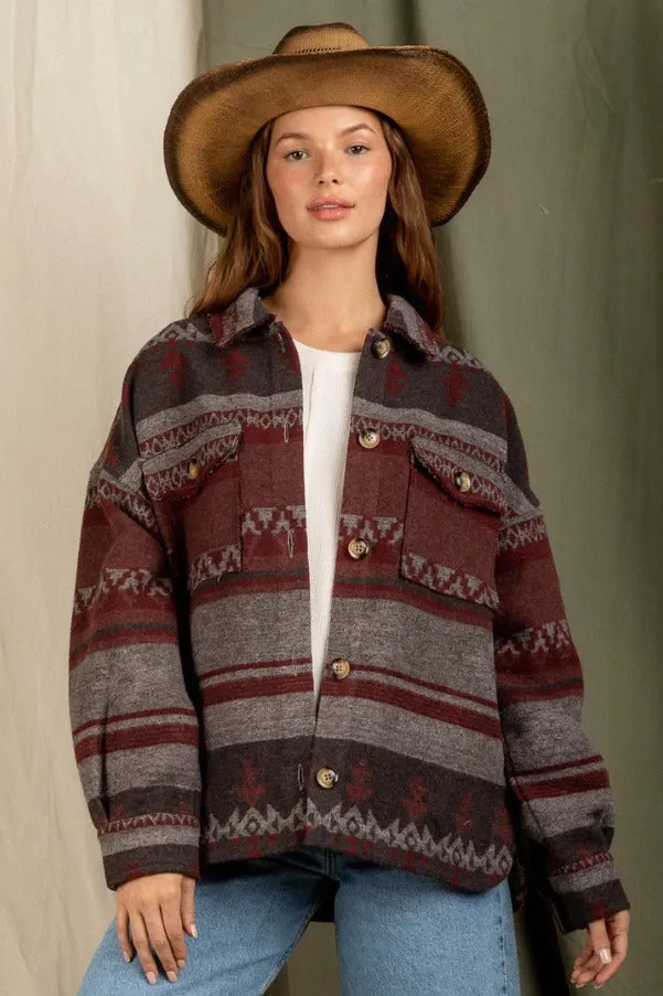 Aztec arrow jacket GRAY BURGUNDY
