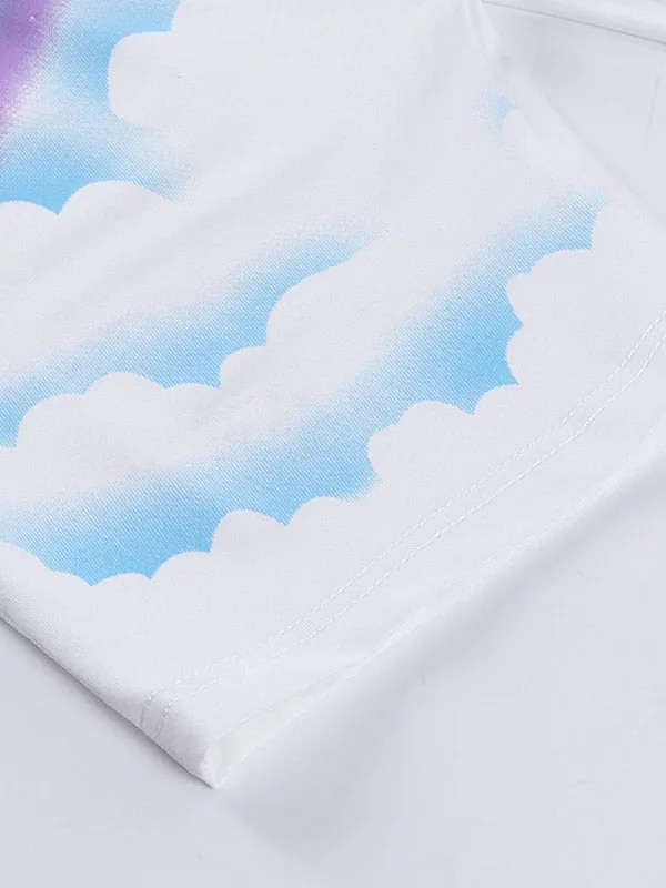 Back Rainbow Graphic Slim Shorts