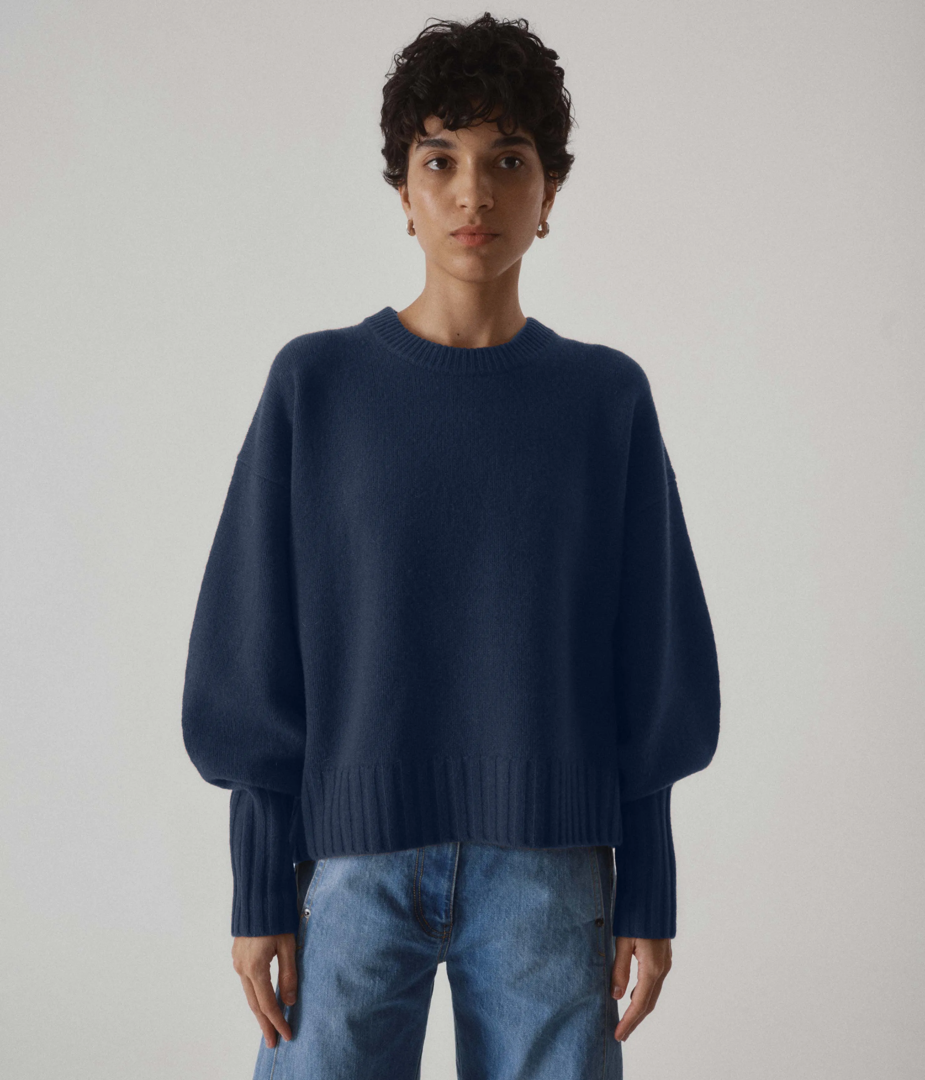 Balloon Sleeve Sweater in Indigo