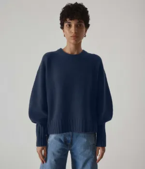 Balloon Sleeve Sweater in Indigo