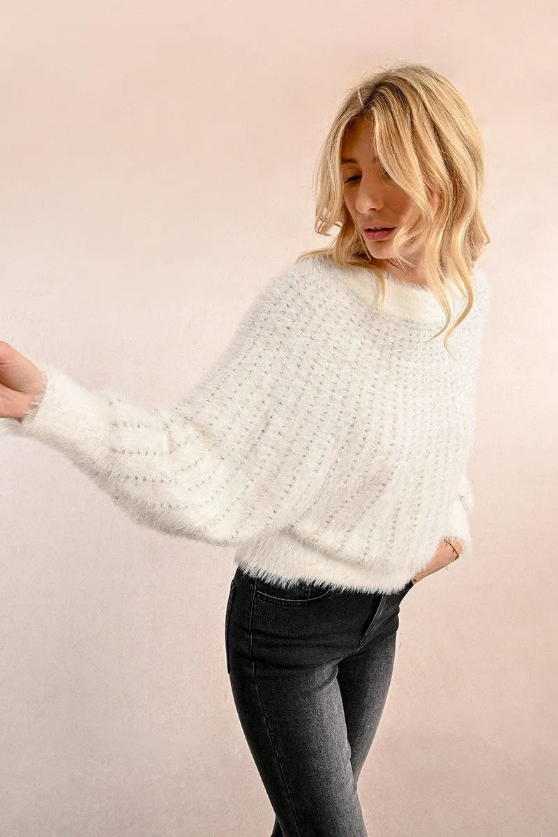 BATWING SLEEVE AND SEQUIN SWEATER