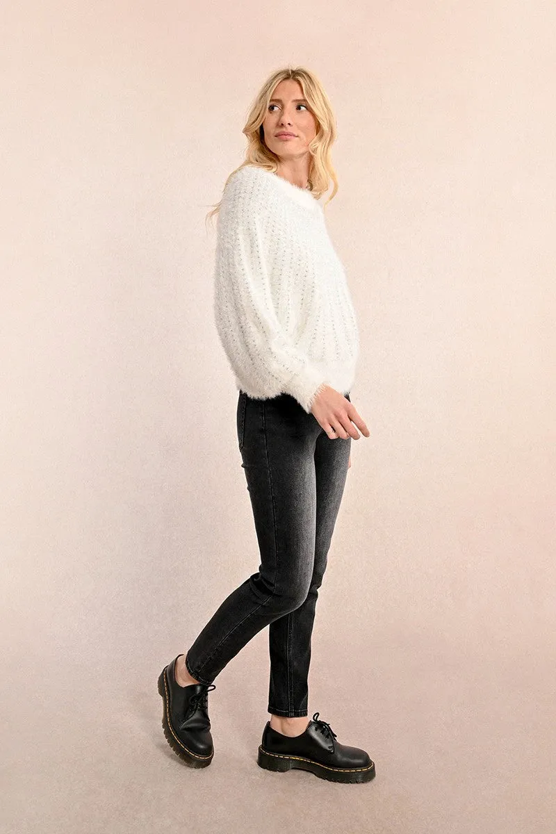 BATWING SLEEVE AND SEQUIN SWEATER