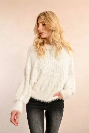 BATWING SLEEVE AND SEQUIN SWEATER