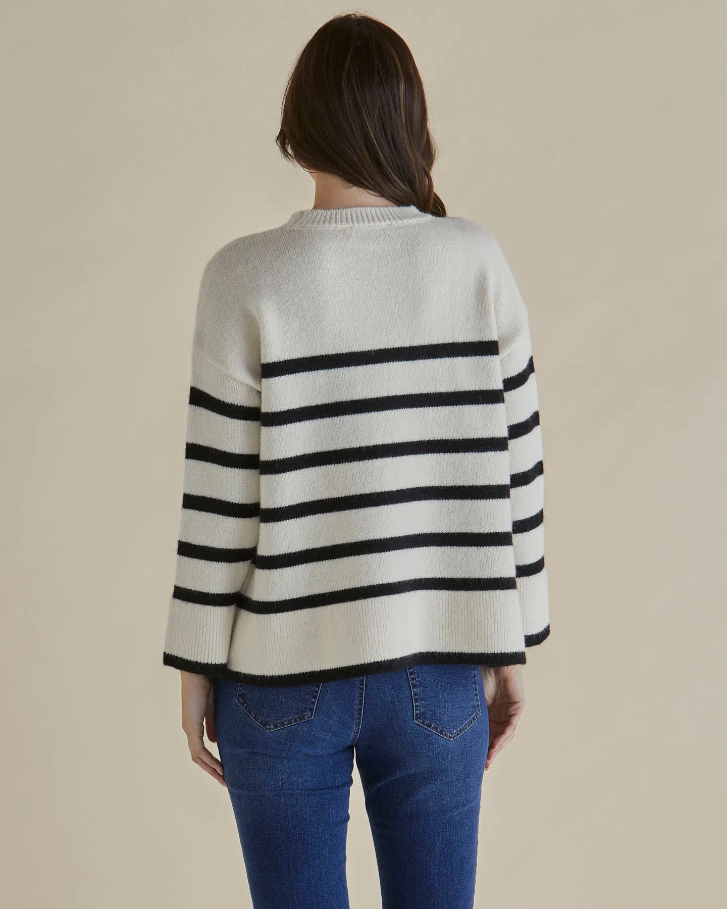 Betty Basics Edith Knit Jumper - Cream/Black Stripe