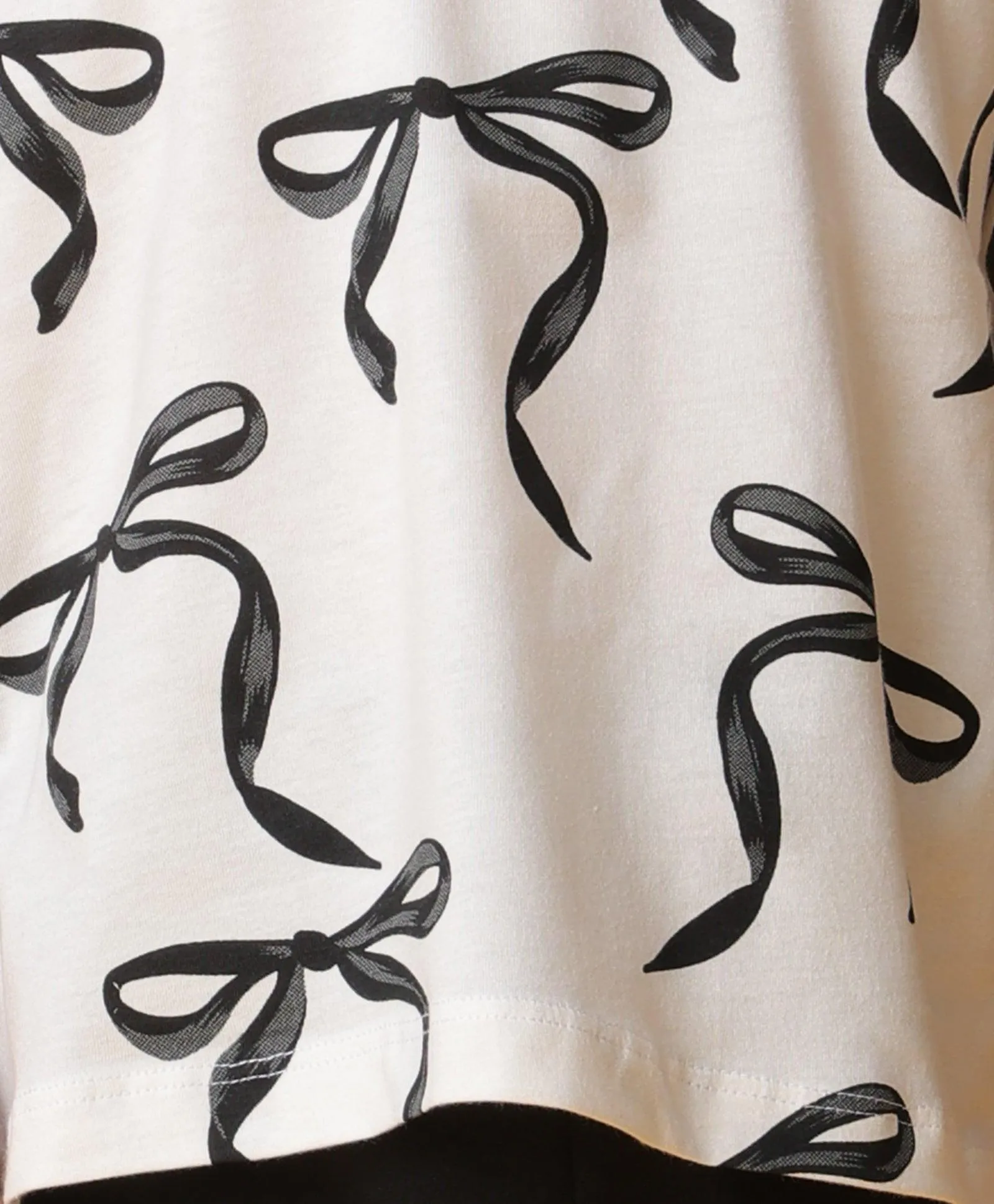 BLACK BOW SHORT SLEEVES SUMMER T-SHIRT - WHITE