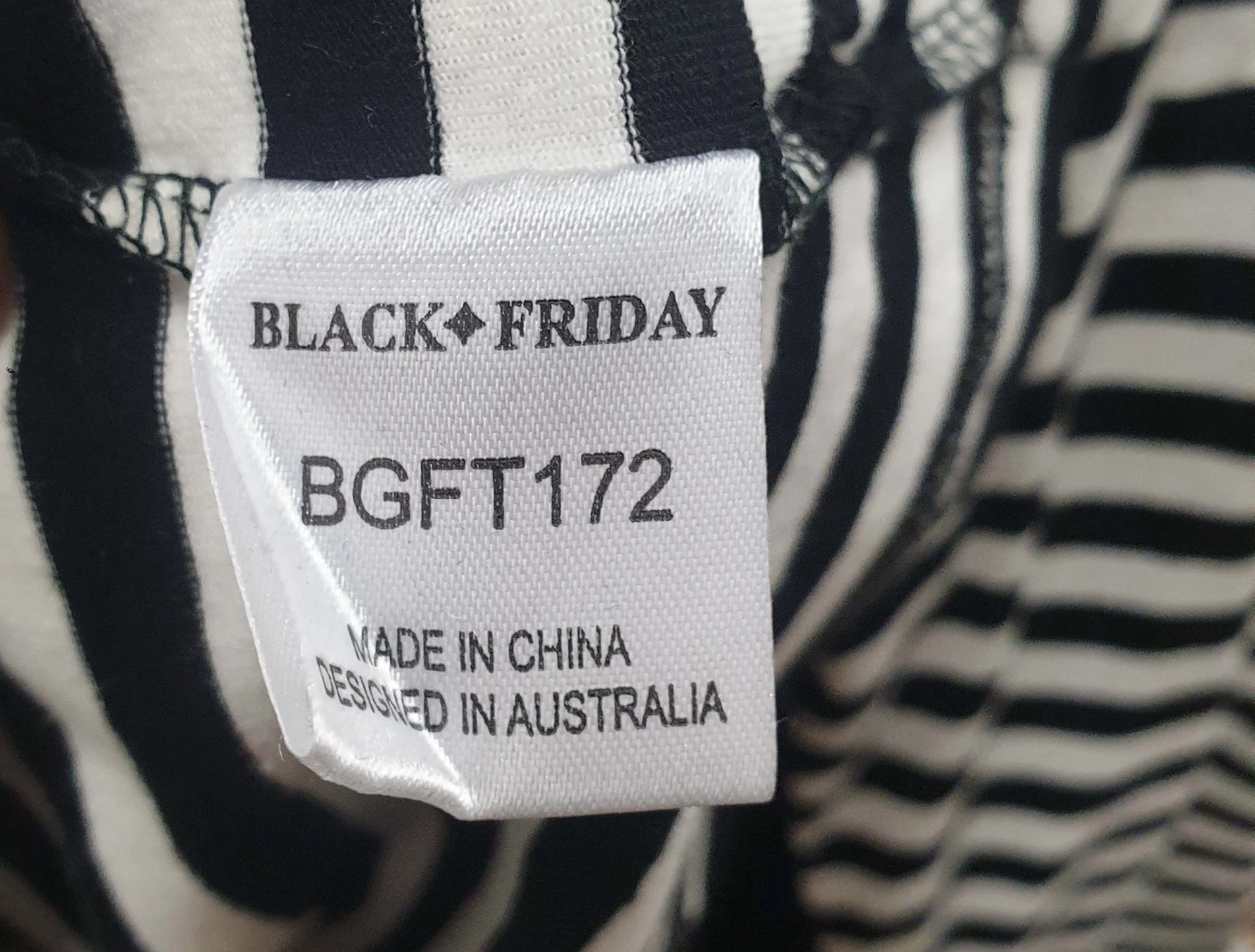 Black Friday black and white striped cropped rollneck top size 10