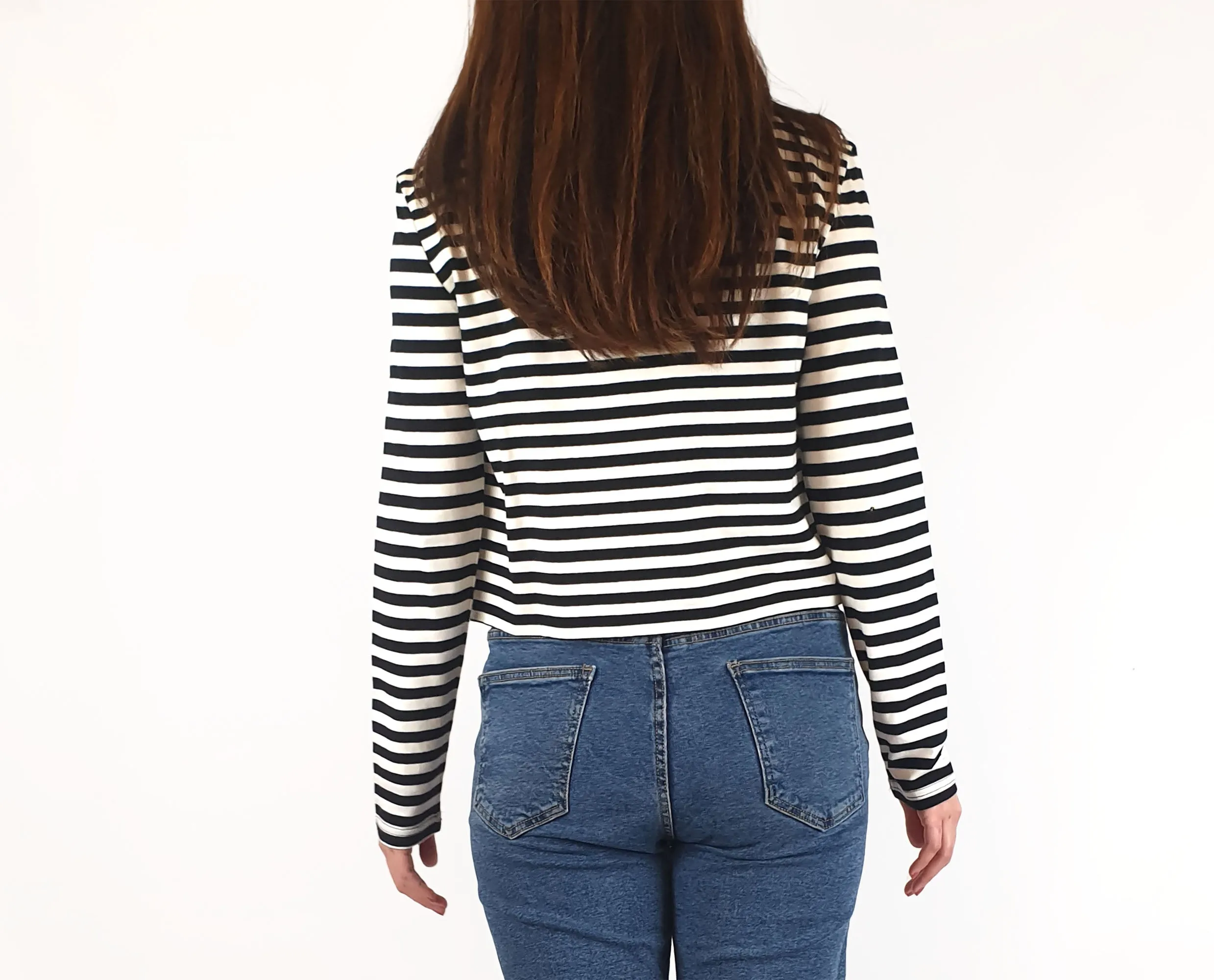 Black Friday black and white striped cropped rollneck top size 10