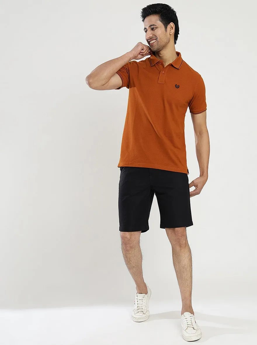 Black Solid Slim Fit Shorts | JadeBlue