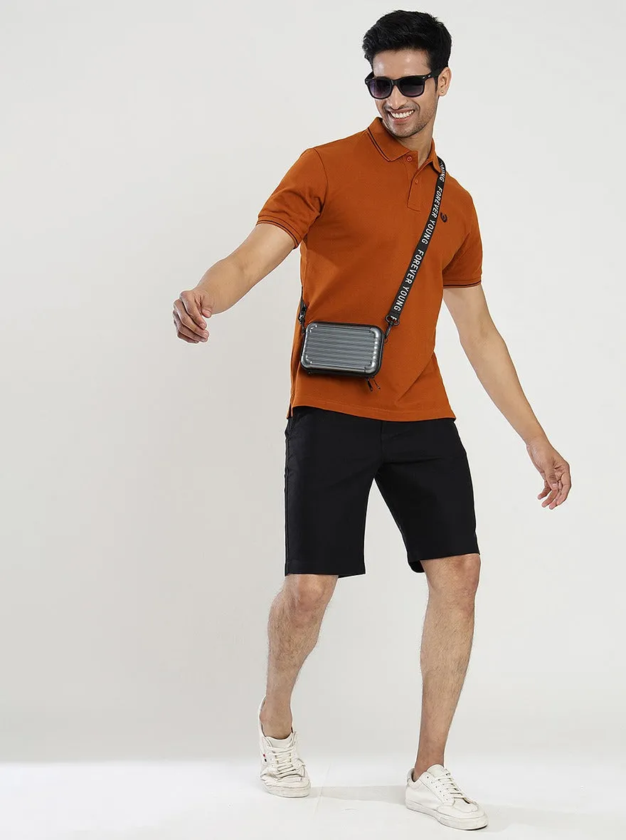 Black Solid Slim Fit Shorts | JadeBlue