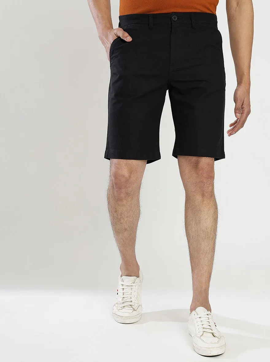 Black Solid Slim Fit Shorts | JadeBlue