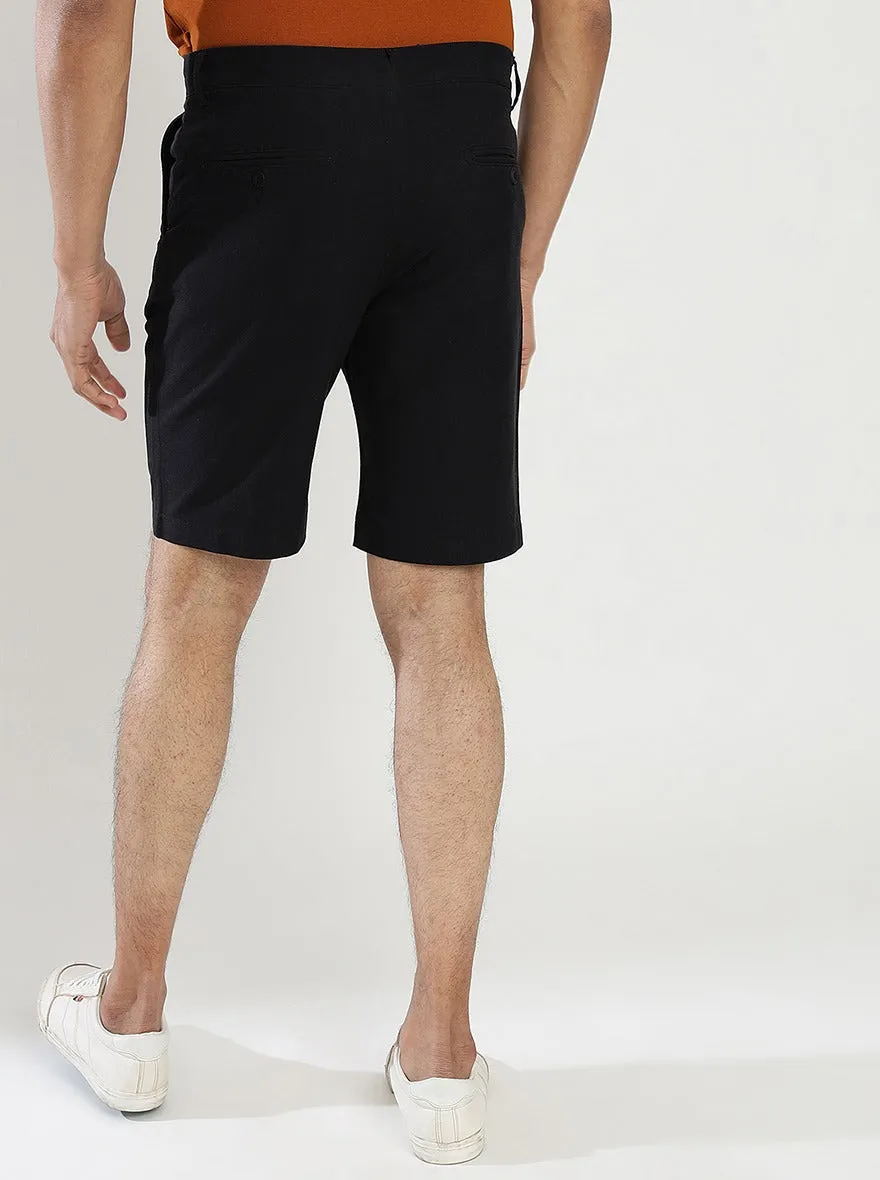 Black Solid Slim Fit Shorts | JadeBlue