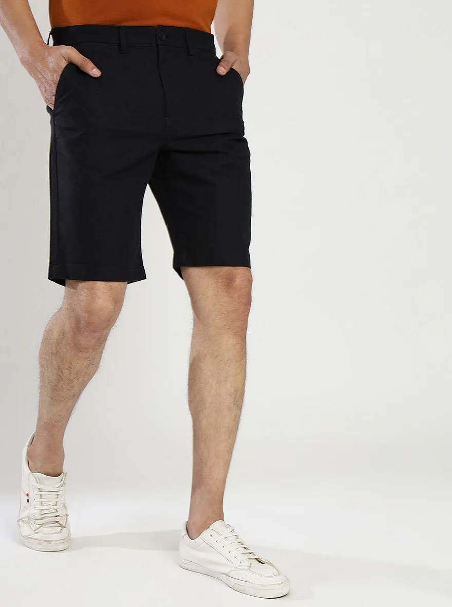 Black Solid Slim Fit Shorts | JadeBlue