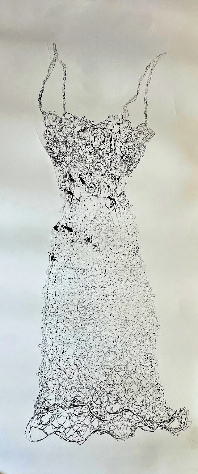 Black Wire Dress Embossed Print ~ Nox Subtilis (Fine Black) Dress Print