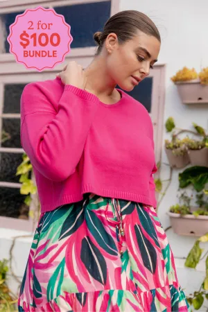 Blakely Crop Knit In Barbie Pink
