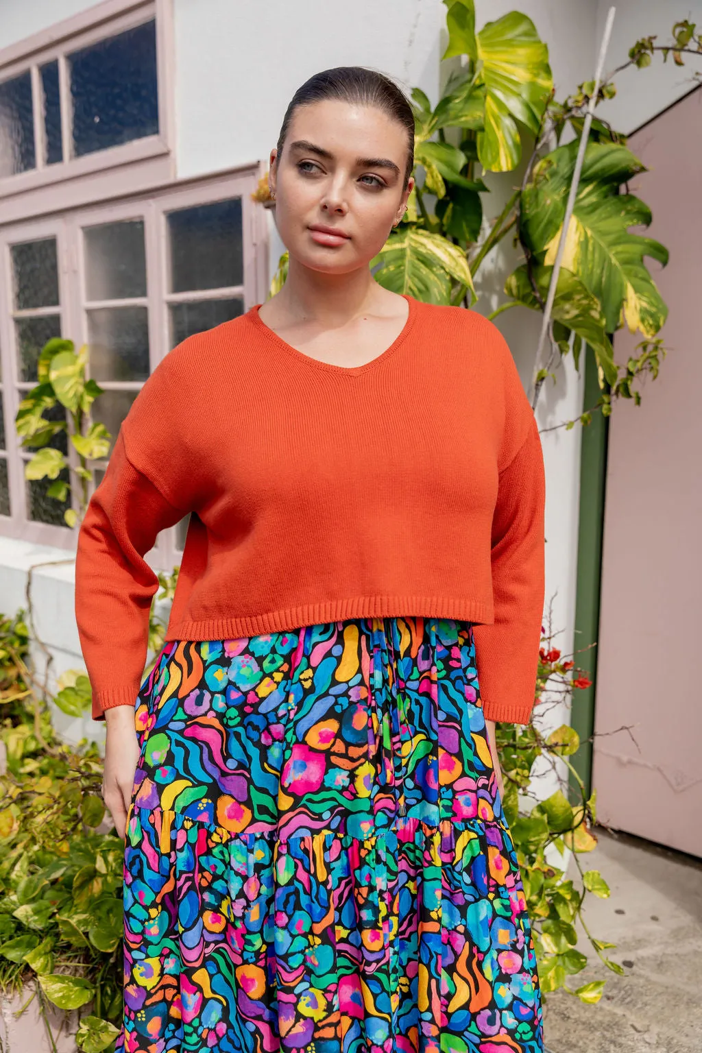 Blakely Crop Knit In Terracotta