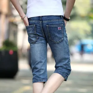 BlauWelle Sommer Herren Slim Denim Blue Flag Kniehose