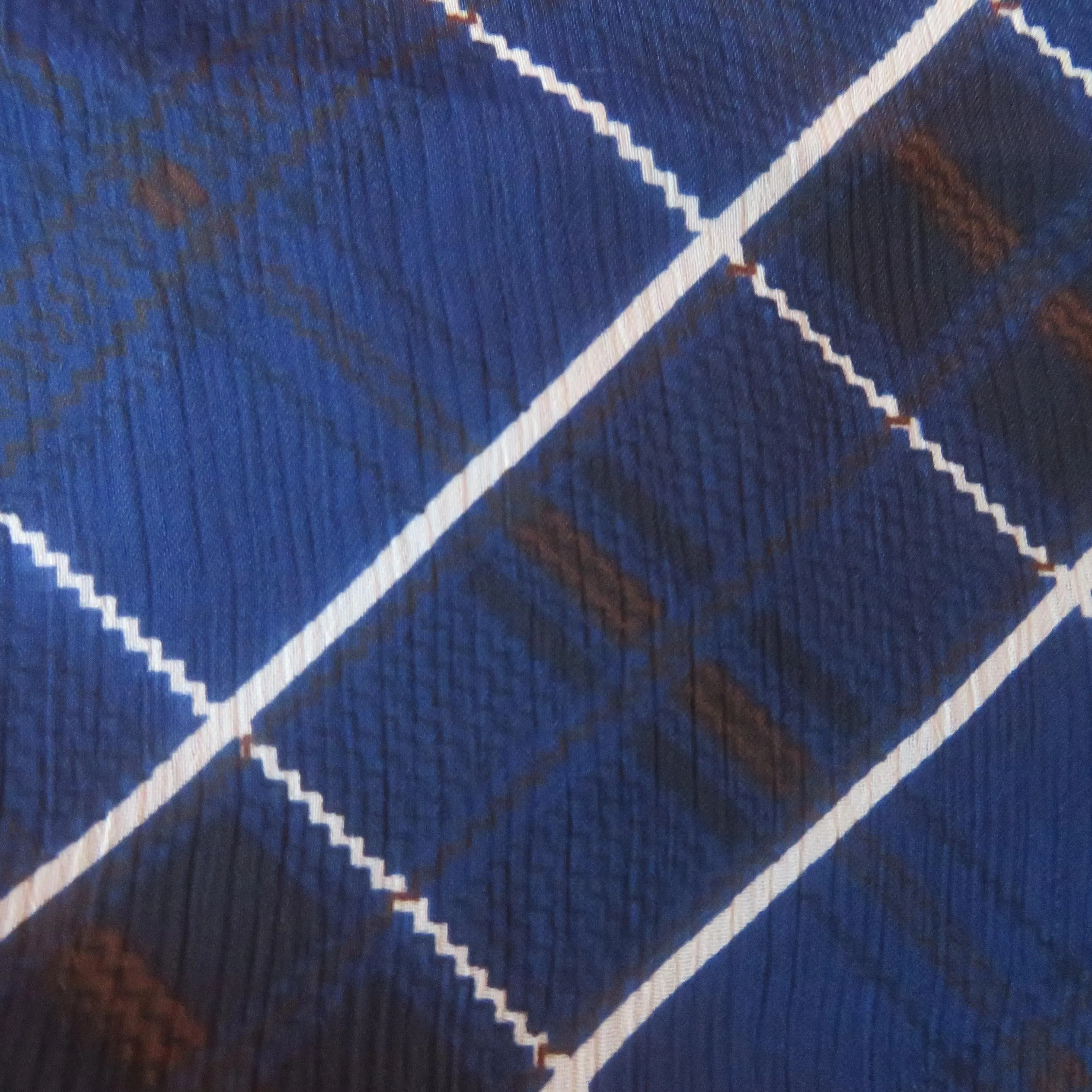 Blue and Brown Checkered Chiffon.
