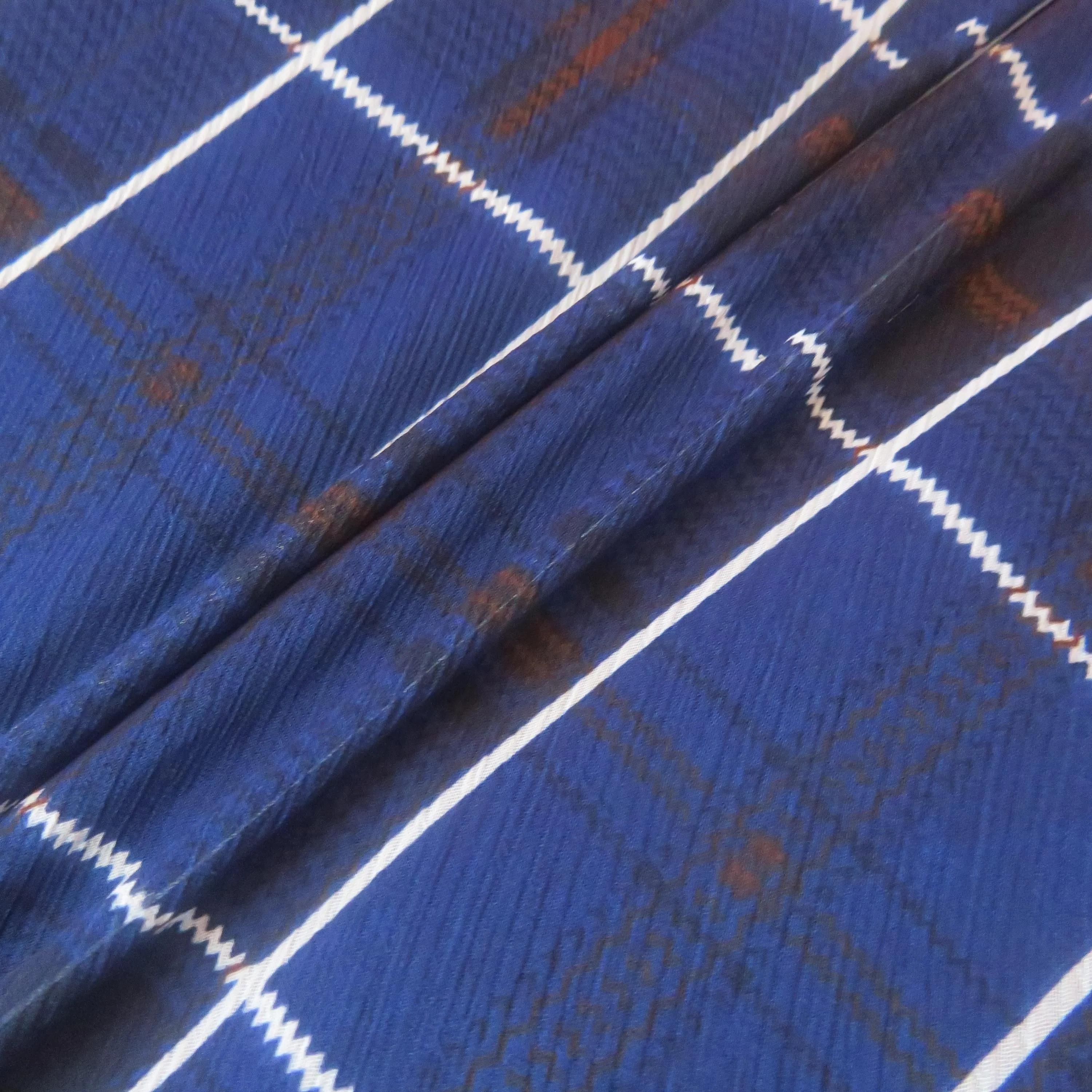 Blue and Brown Checkered Chiffon.
