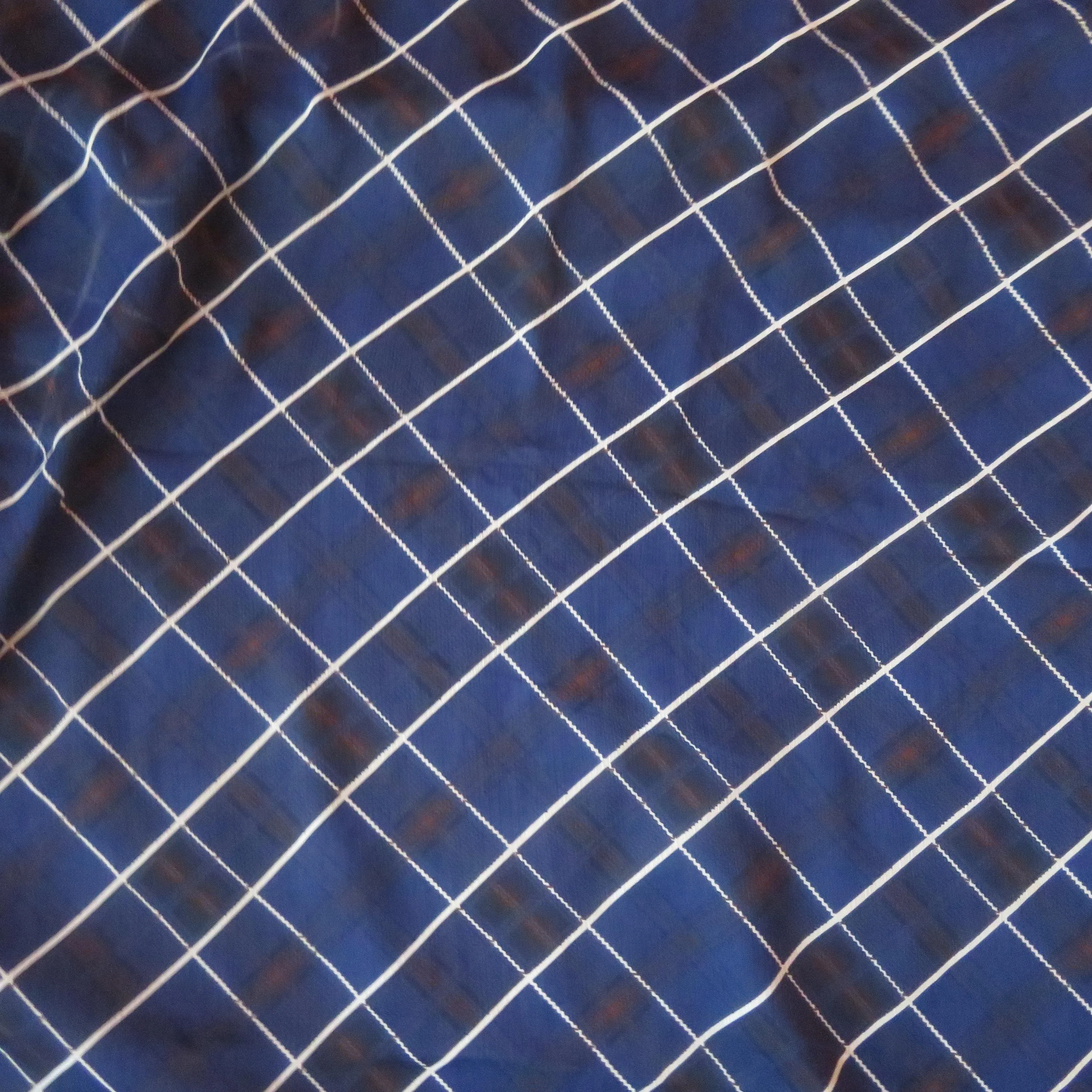 Blue and Brown Checkered Chiffon.