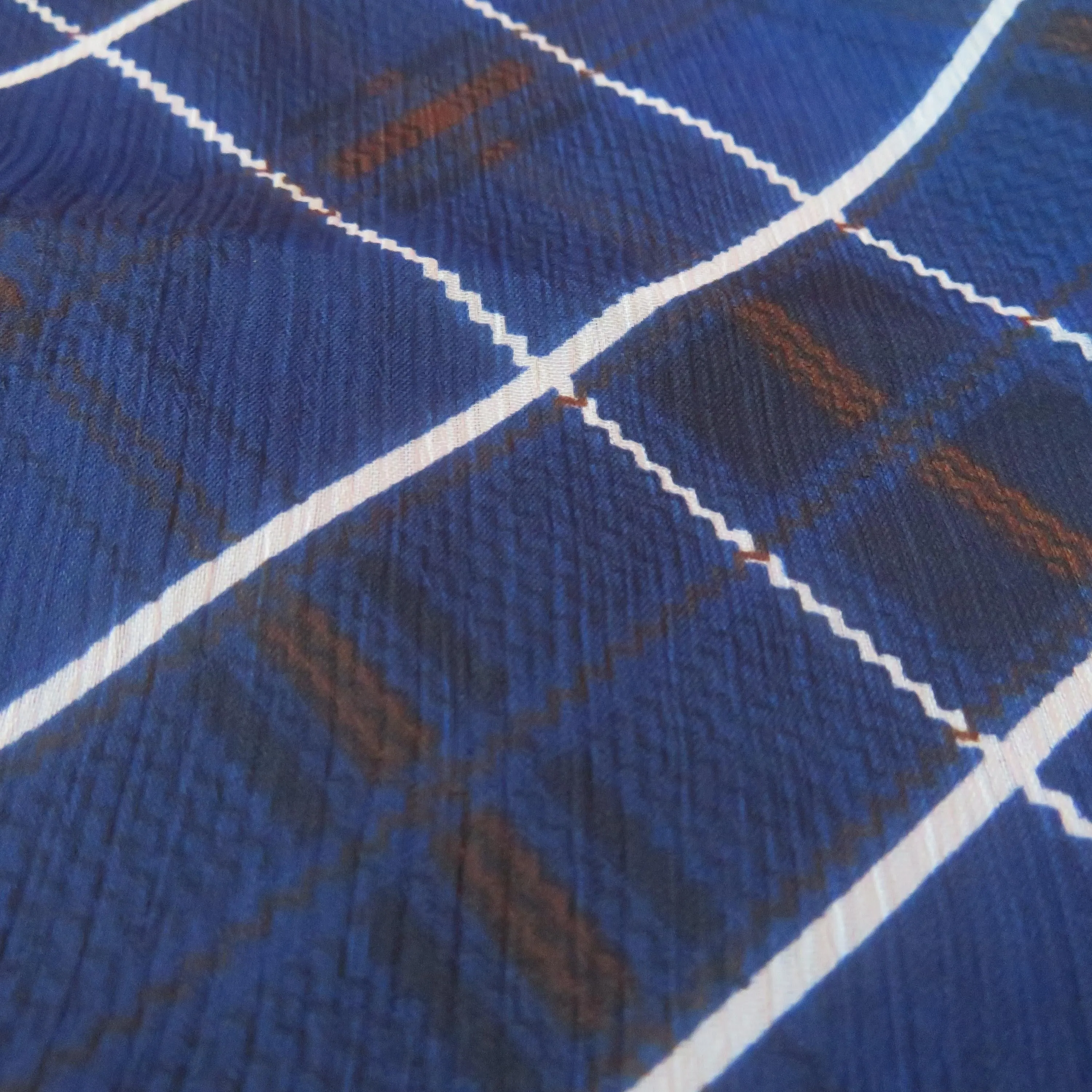 Blue and Brown Checkered Chiffon.