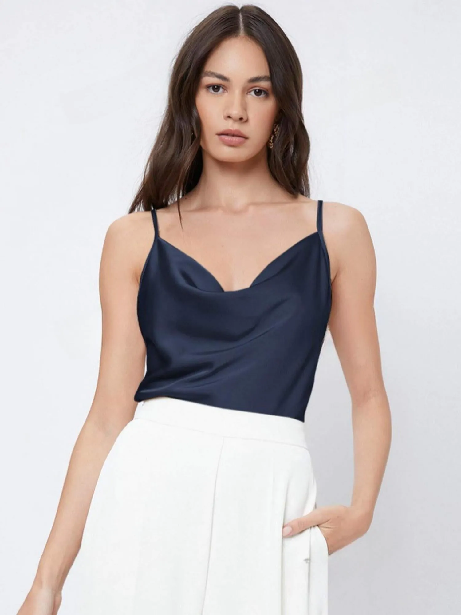 Blue Cowl Neck Top