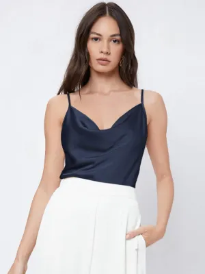 Blue Cowl Neck Top