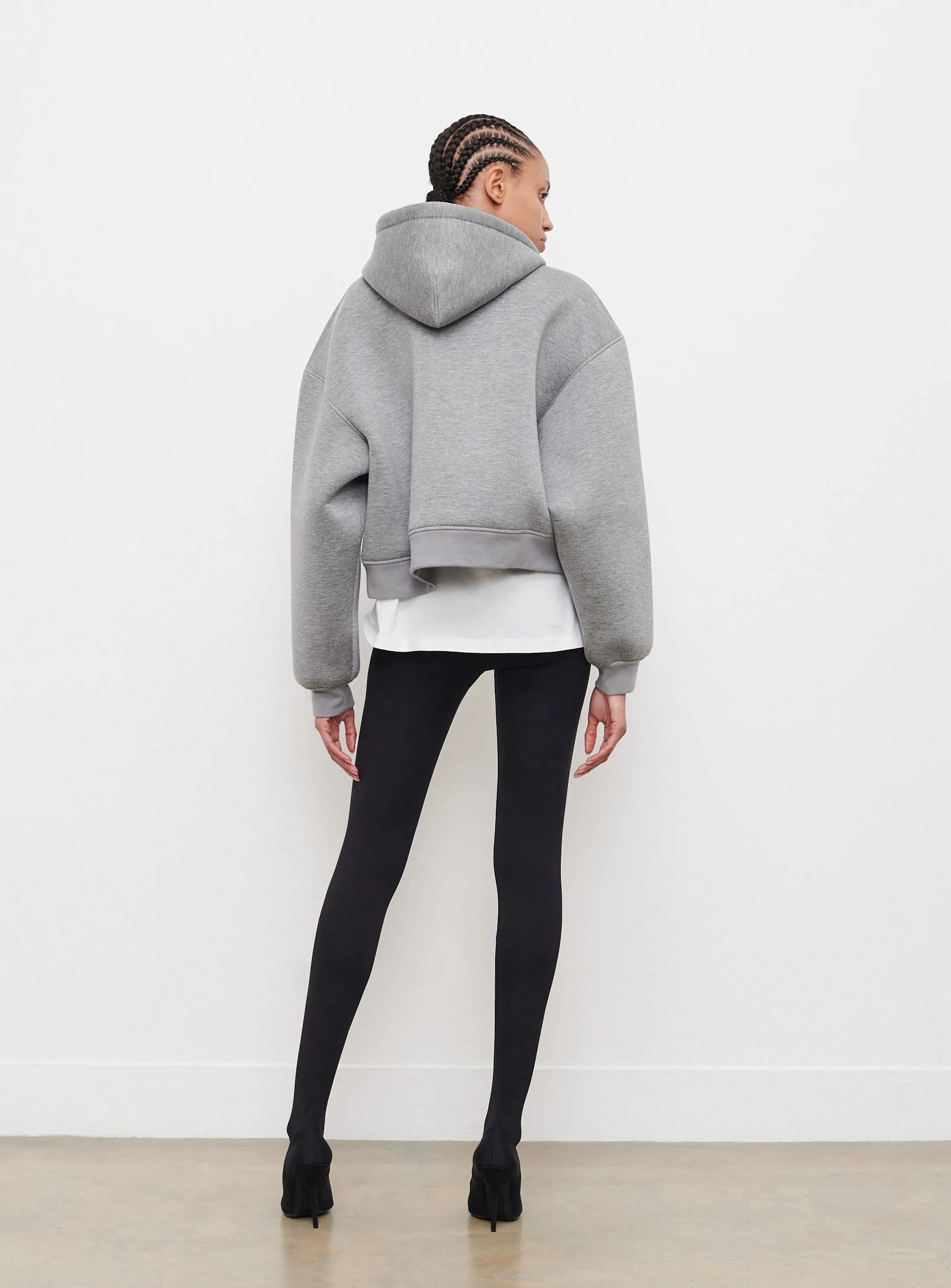 Bonded Zip Hoodie Grey Marl