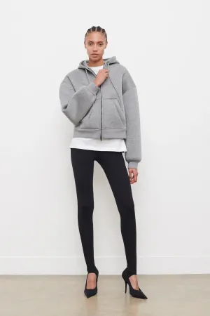 Bonded Zip Hoodie Grey Marl