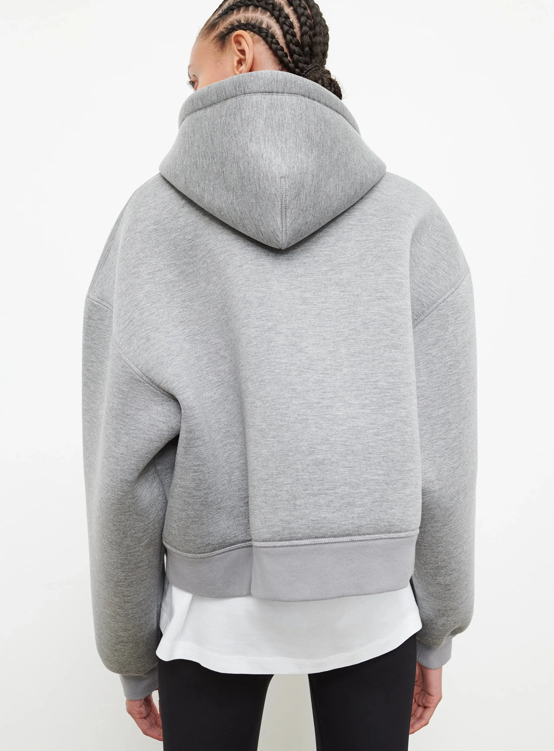 Bonded Zip Hoodie Grey Marl