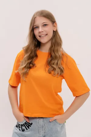 Boxy Fit Cotton Shirt - Orange