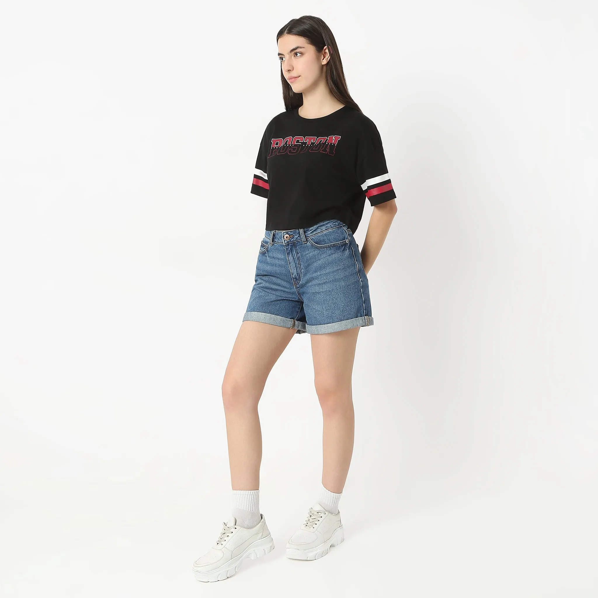 Boxy Fit Graphic Short Sleeve Crop T-Shirt