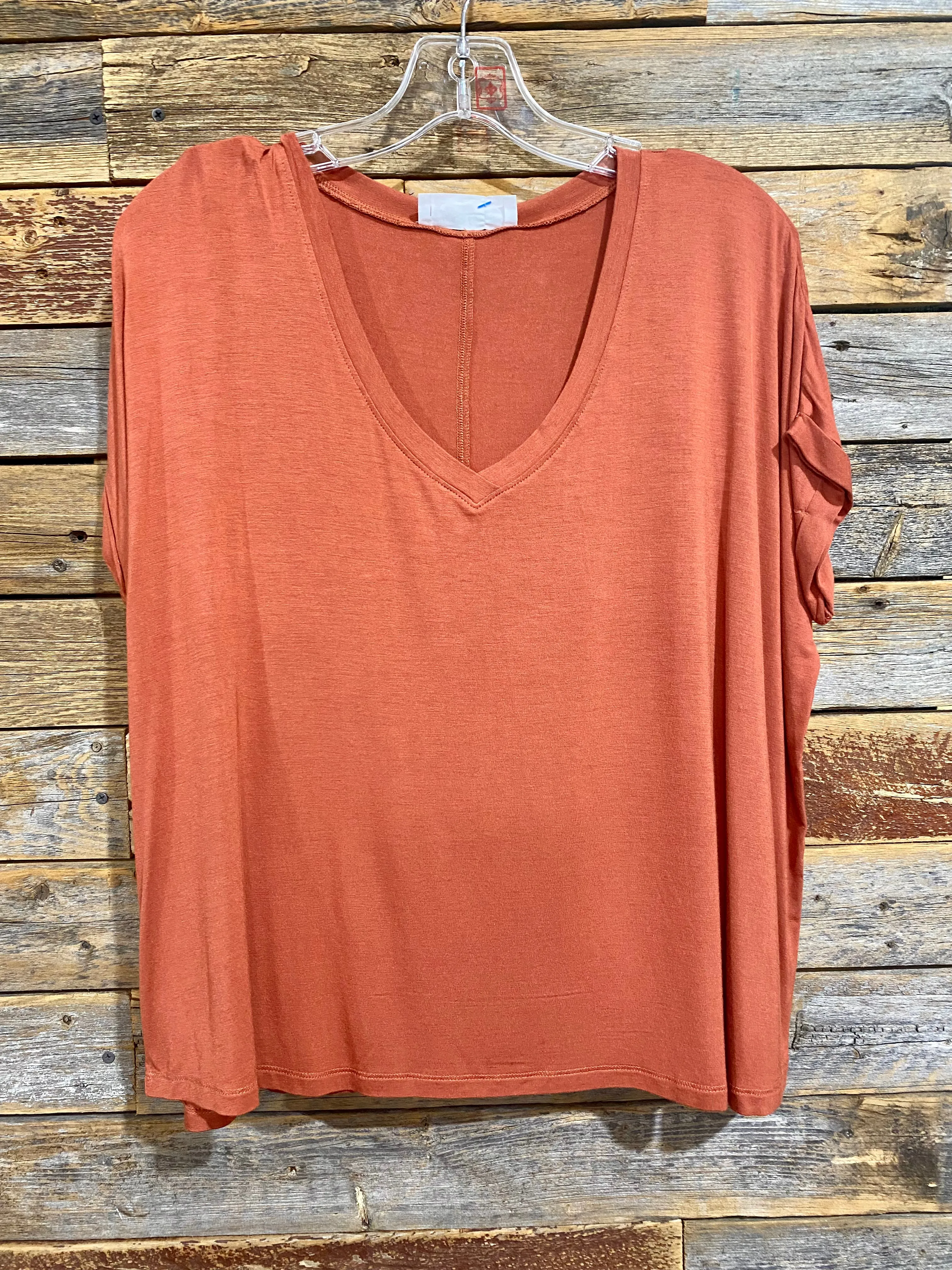 Boxy Short Sleeve Top Terracotta